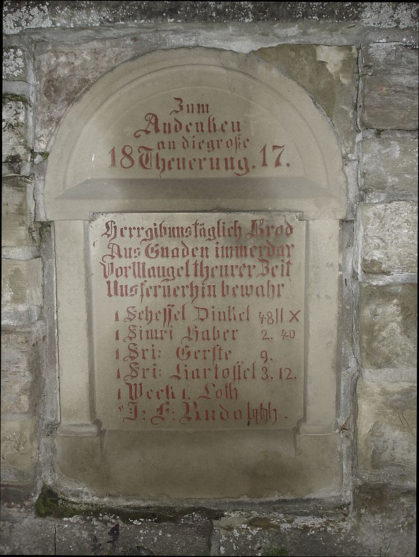 Gedenkstein am Steinackerweg in Willsbach an die große Teuerung 1817 (Foto Stadtarchiv Heilbronn)