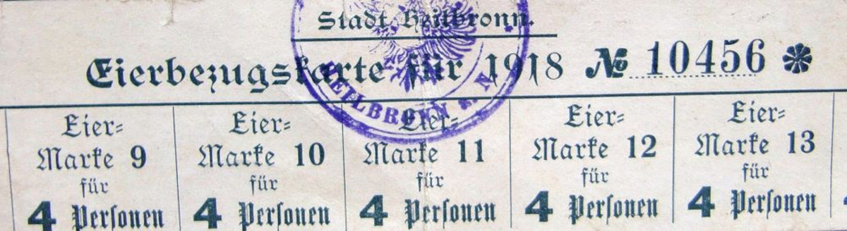 Bezugskarte für Eier, 1918 (Stadtarchiv Heilbronn D020-65)