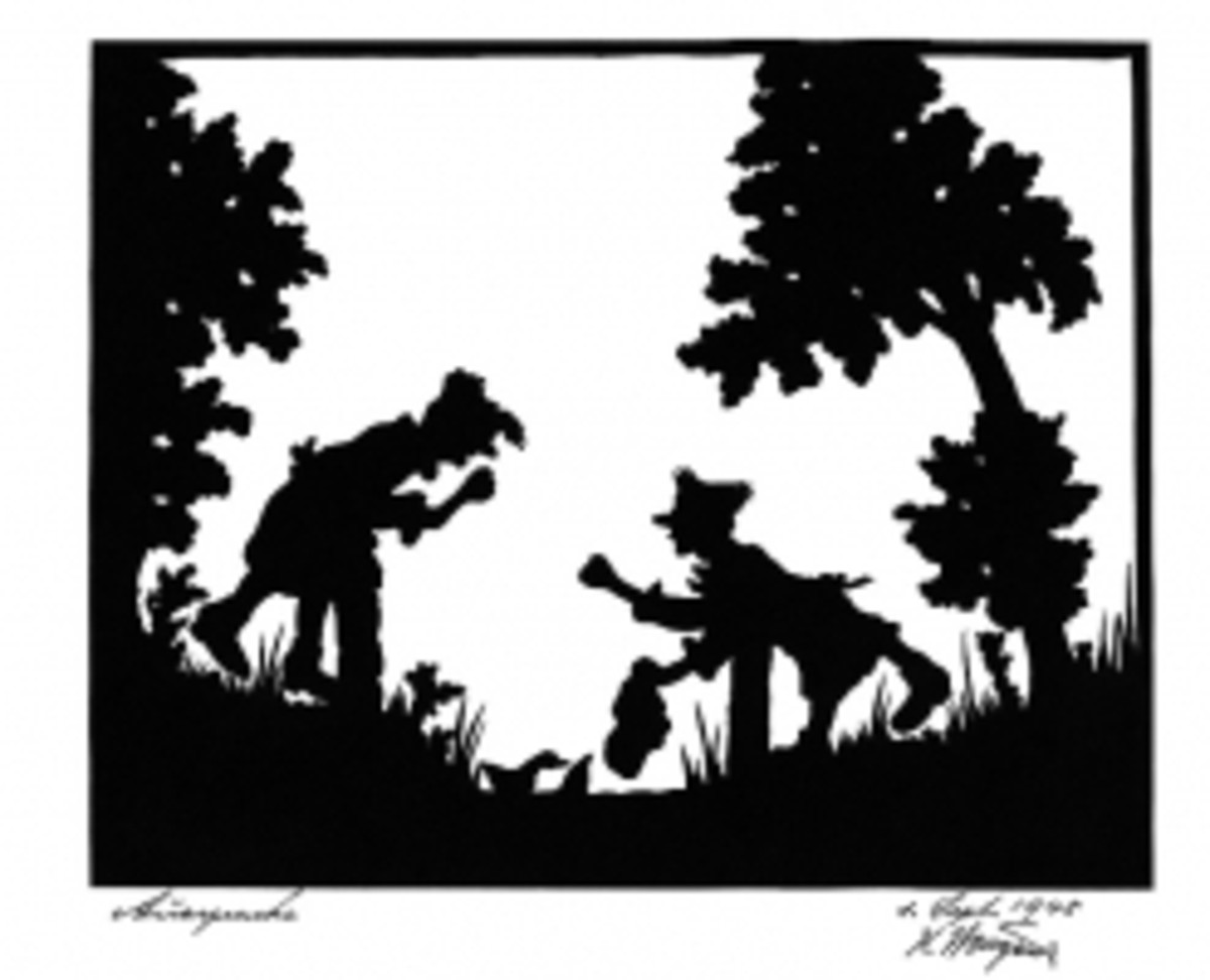 "Aussprache" - Scherenschnitt von Karl Weingand, 1948 