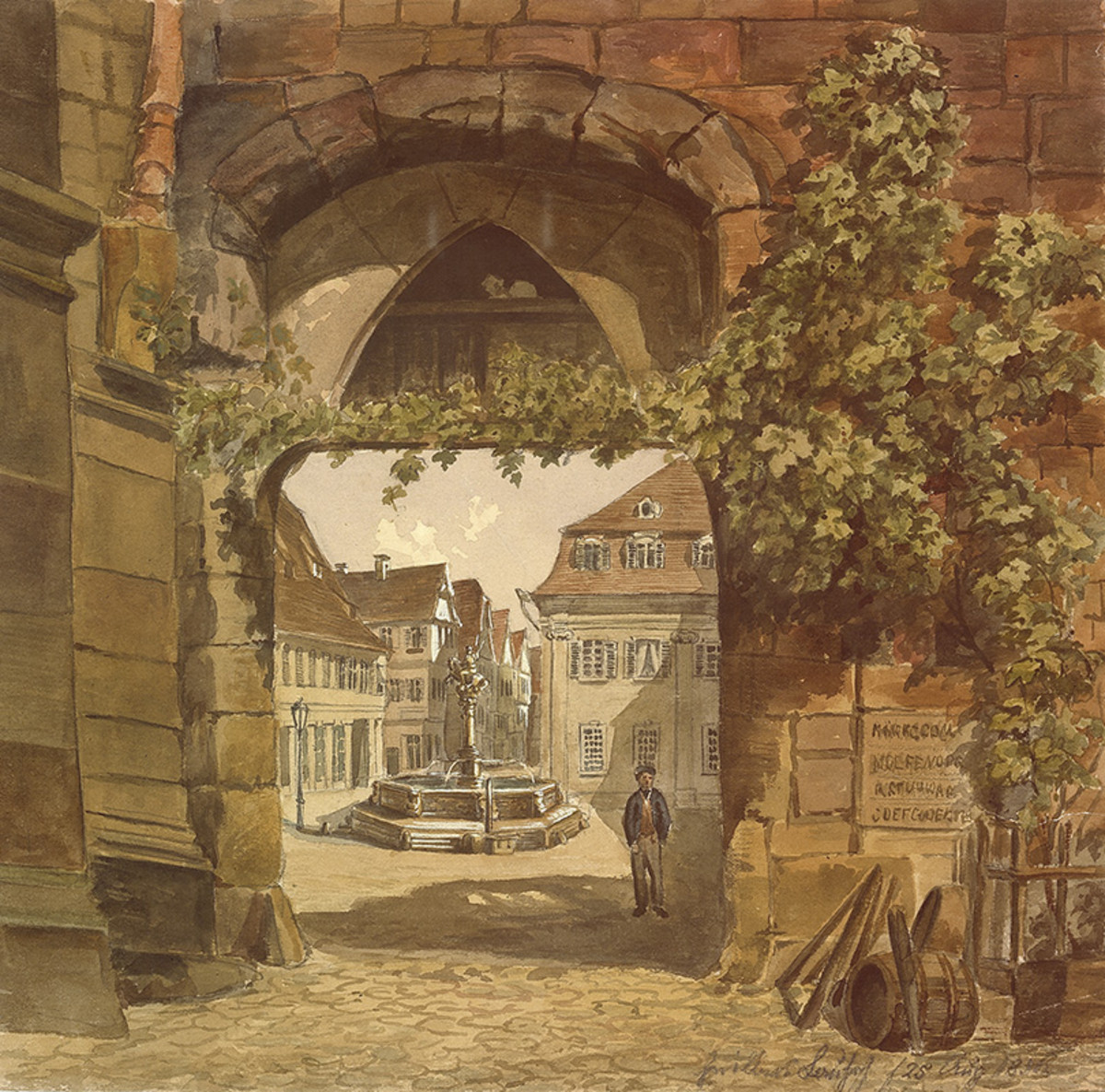 Georgsbrunnen und Hafenmarkt; 1857 (Aquarell von Gustav Schmoller) Georgsbrunnen und Hafenmarkt; 1857
(Aquarell von Gustav Schmoller)