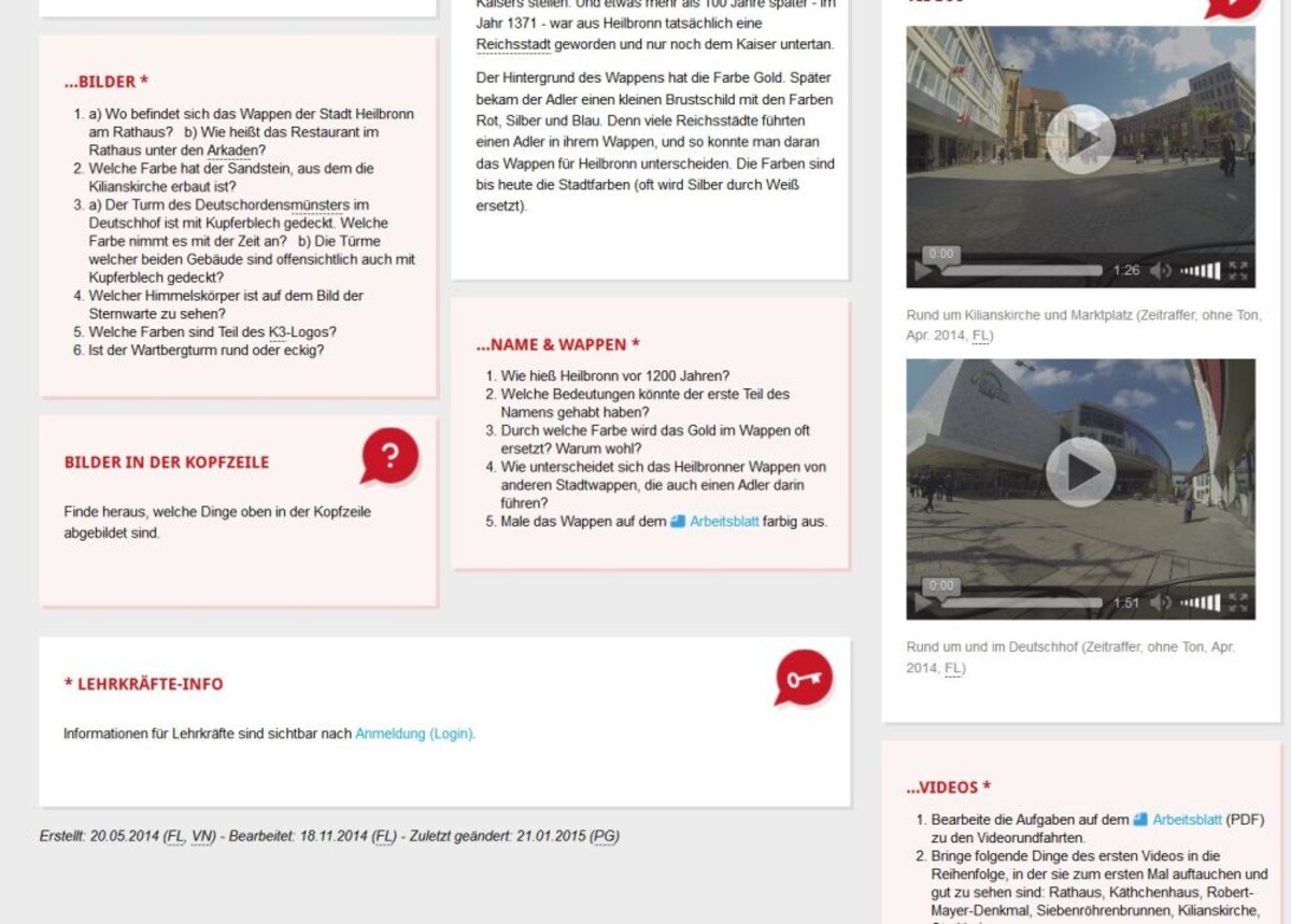 Mein-Heilbronn.org - Beispiel Arbeitsaufträge, Videos