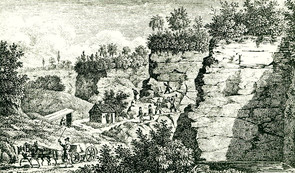 Die Steinbrüche biem Jägerhaus an der Straße nach Donnbronn - Steindruck der Gebrüder Wolff, 1829 (Stadtarchiv Heilbronn)