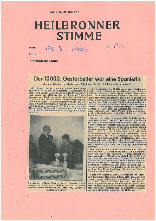 Bericht der Heilbronner Stimme vom 29. Mai 1965 (Heilbronner Stimme - www.stimme.de)