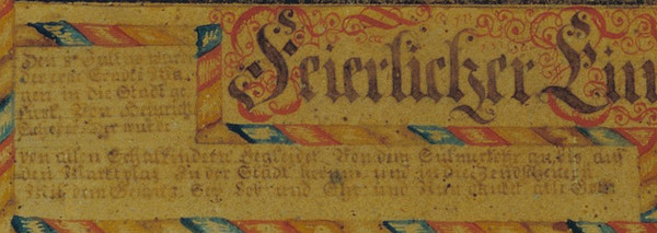 Ausschnitt aus dem Erinnerungsblatt Einzug des Erntewagens 1817 (Foto Stadtarchiv Heilbronn)
