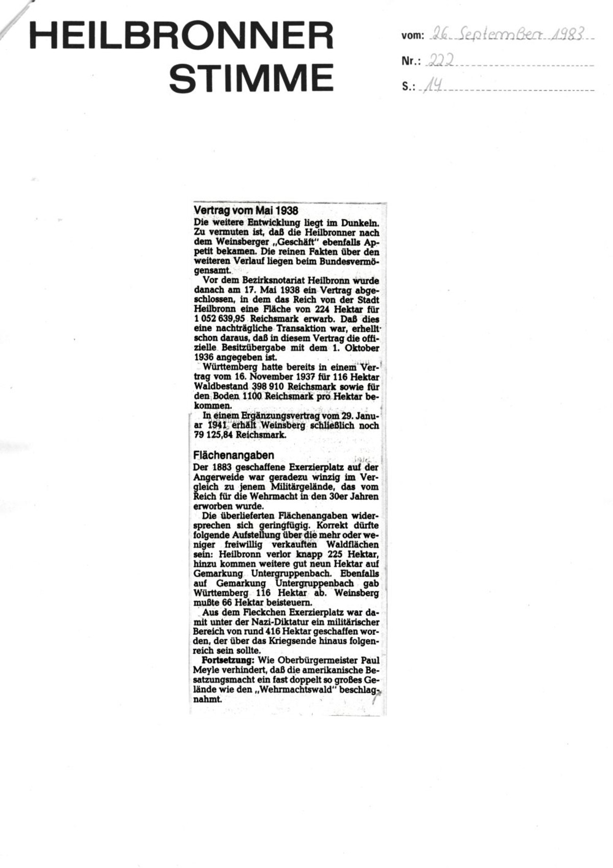Gerd Kempf: 100 Jahre Waldheide - Serie der Heilbronner Stimme 1983, Teil 5 b (stimme.de) Gerd Kempf: 100 Jahre Waldheide - Serie der Heilbronner Stimme 1983, Teil 6 b (stimme.de)