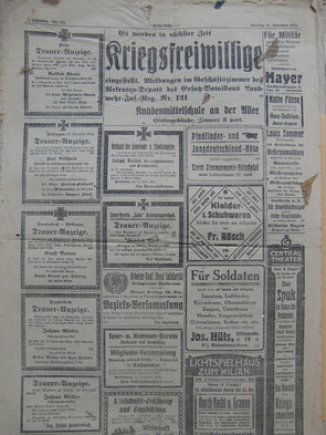 Anzeigen im Neckar-Echo, 7. Jahrgang, Nr. 272, Samstag 21. November 1914 (Stadtarchiv Heilbronn L008-50)