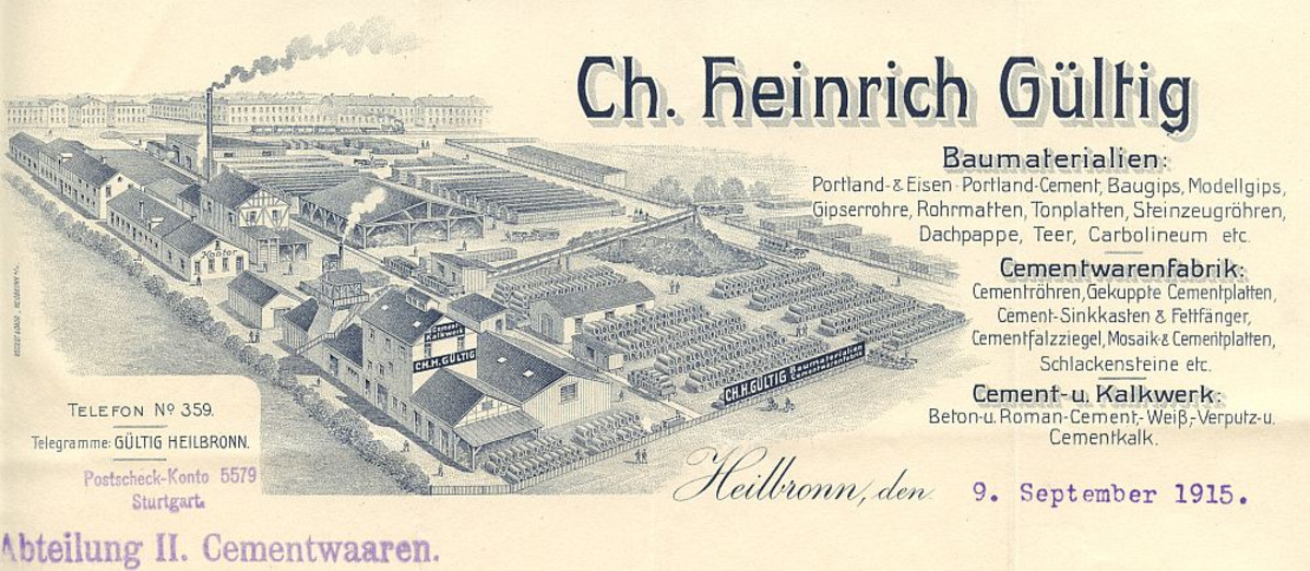 Briefkopf der Firma Gültig (Stadtarchiv Heilbronn E002-1049) Briefkopf der Firma Gültig (Stadtarchiv Heilbronn E002-1049)
