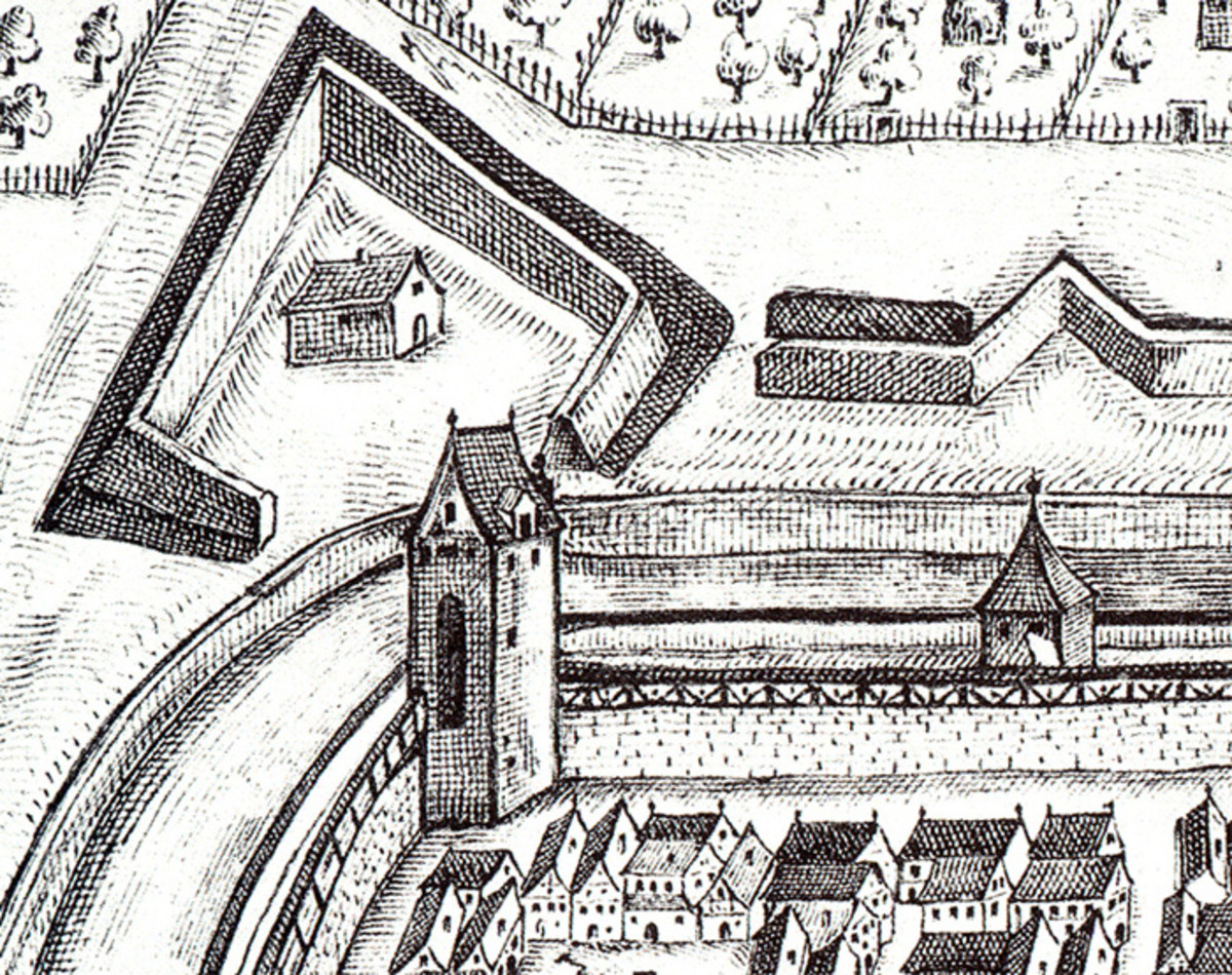 Prestenäckerturm / Märklensturm; 1658 Stadtansicht von Johann Sigmund Schlehenried (Ausschnitt) (Stadtarchiv Heilbronn) Prestenäckerturm / Märklensturm; 1658
Stadtansicht von Johann Sigmund Schlehenried (Ausschnitt)
(Stadtarchiv Heilbronn)