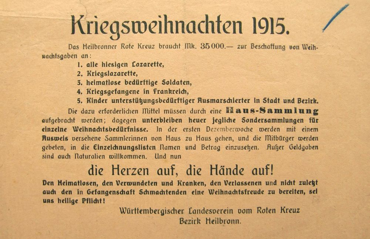 Kriegsweihnachten 1915, Sondersammlung Rotes Kreuz Heilbronn (Stadtarchiv Heilbronn D020-65)