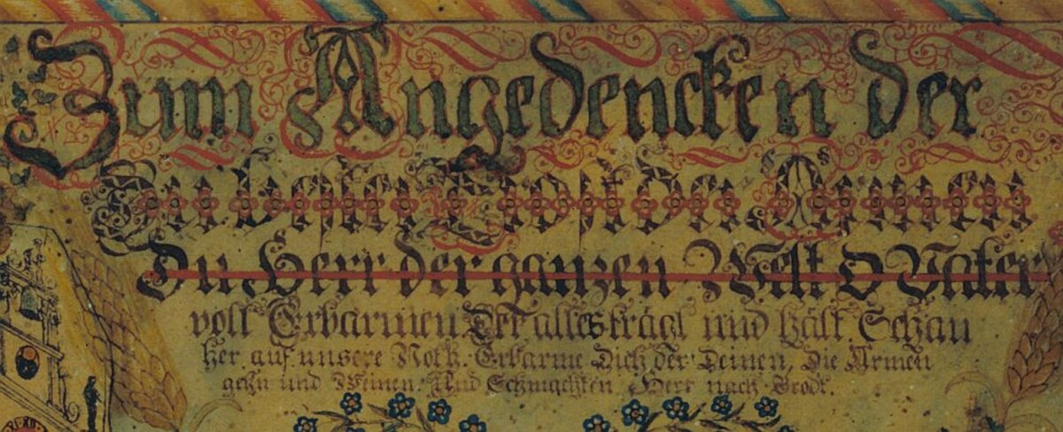 Ausschnitt aus dem Erinnerungsblatt Einzug des Erntewagens 1817 (Foto Stadtarchiv Heilbronn) Ausschnitt aus dem Erinnerungsblatt Einzug des Erntewagens 1817 (Foto Stadtarchiv Heilbronn)
