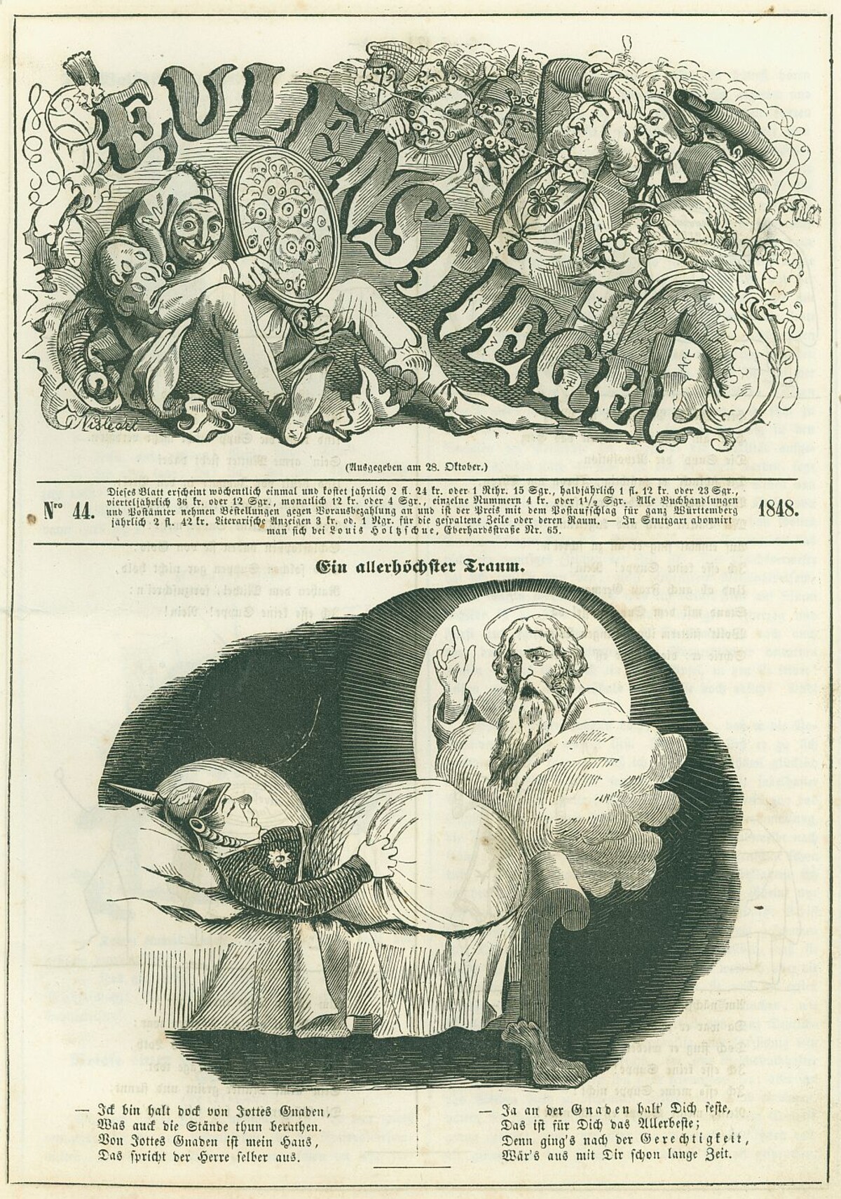 Ein allerhöchster Traum (Eulenspiegel Nr. 44, 28.10.1848, S. 173) Ein allerhöchster Traum (Eulenspiegel Nr. 44, 28.10.1848, S. 173)
