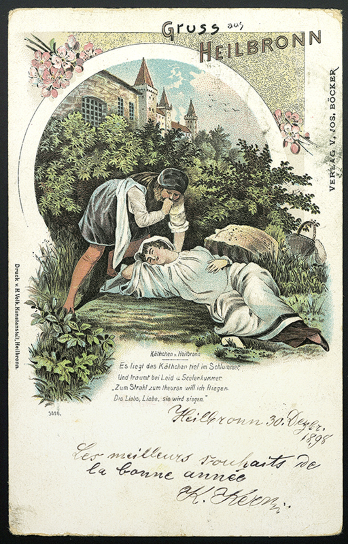Käthchen von Heilbronn - die Holunderbusch-Szene auf einer Postkarte. (Stadtarchiv Heilbronn) Käthchen von Heilbronn - die Holunderbusch-Szene auf einer Postkarte.
(Stadtarchiv Heilbronn)