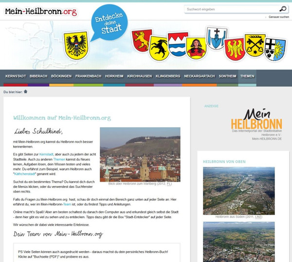 Mein-Heilbronn.org - Ausschnitt Startseite