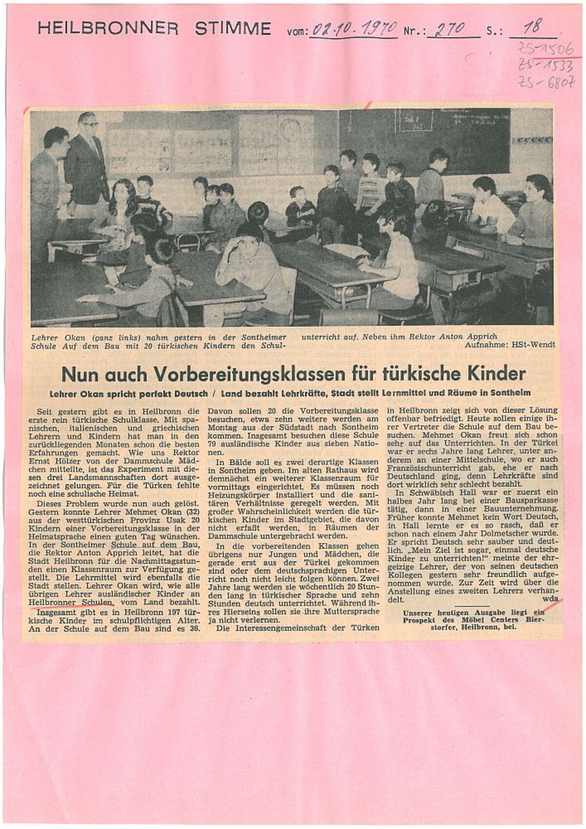 Bericht der Heilbronner Stimme vom 10. Februar 1970 (Heilbronner Stimme - www.stimme.de)