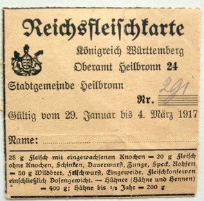 Reichsfleischkarte, Februar 1917 (Stadtarchiv Heilbronn D020-65)