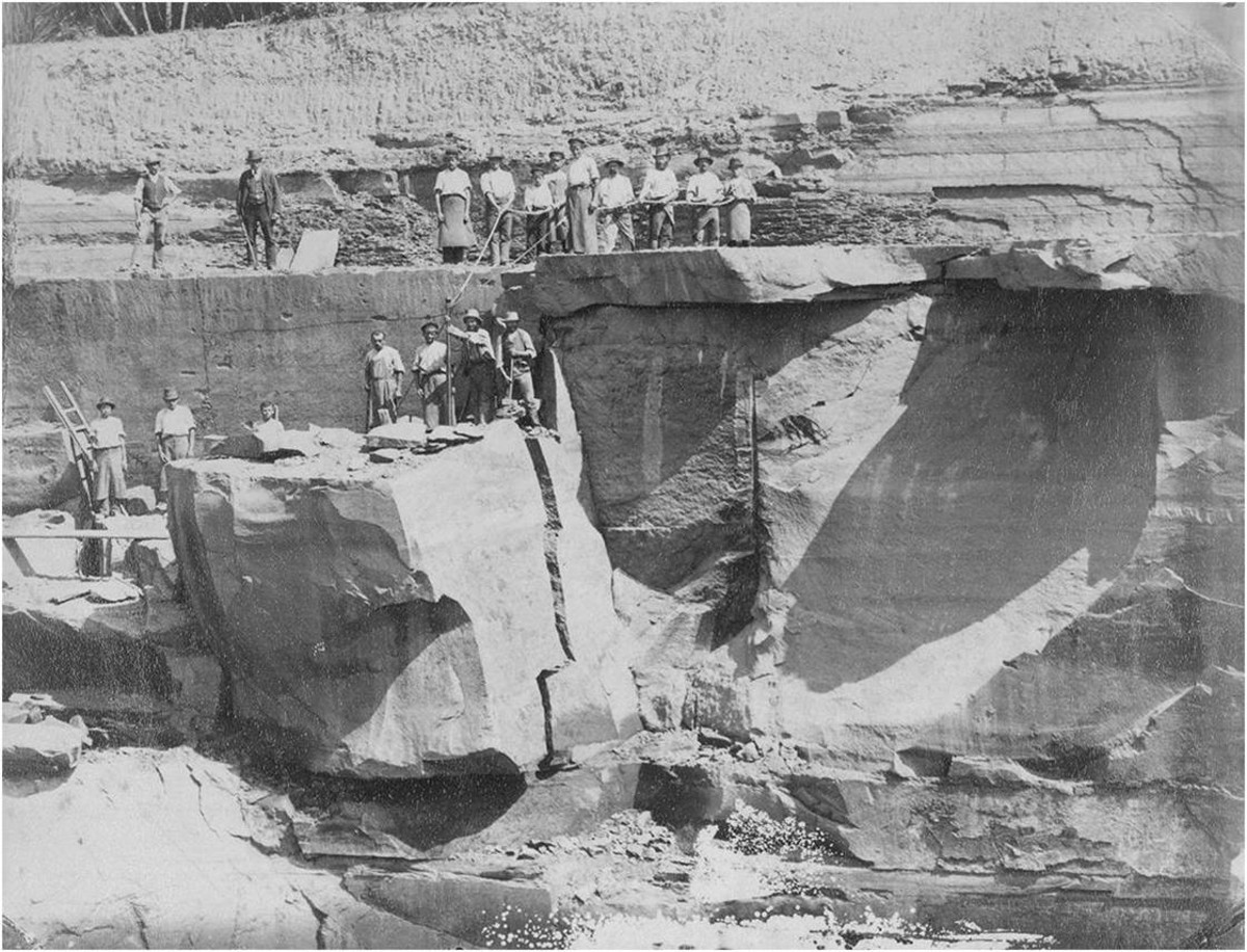 Arbeiter im Heilbronner Steinbruch, um 1910 (Foto Stadtarchiv Heilbronn)