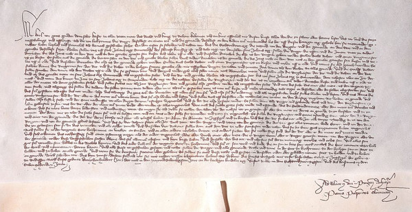 Kaiser Karl IV. verleiht Heilbronn eine neue Verfassung; 1371
(Hauptstaatsarchiv Stuttgart H 51 U 780)