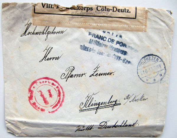 Brief aus Wolfhezen an Pfarrer Hermann Zeuner in Klingenberg (Stadtarchiv Heilbronn C006A-395)