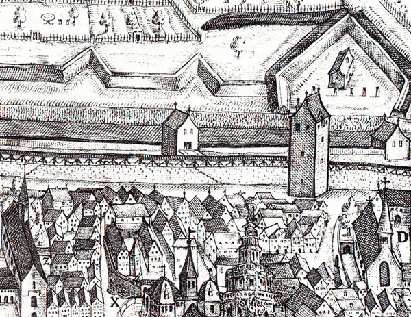 Lettenturm; 1658
Stadtansicht von Johann Sigmund Schlehenried (Ausschnitt)