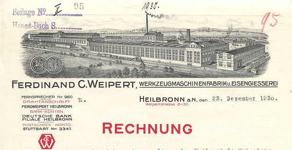 Rechnungskopf der Firma Weipert (Stadtarchiv Heilbronn E002-1238)
