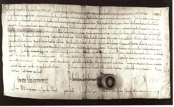 Die erste Erwähnung der Stadt Heilbronn in einer Urkunde vom 19. Dezember 822.
(Staatsarchiv Würzburg WU 25/6)