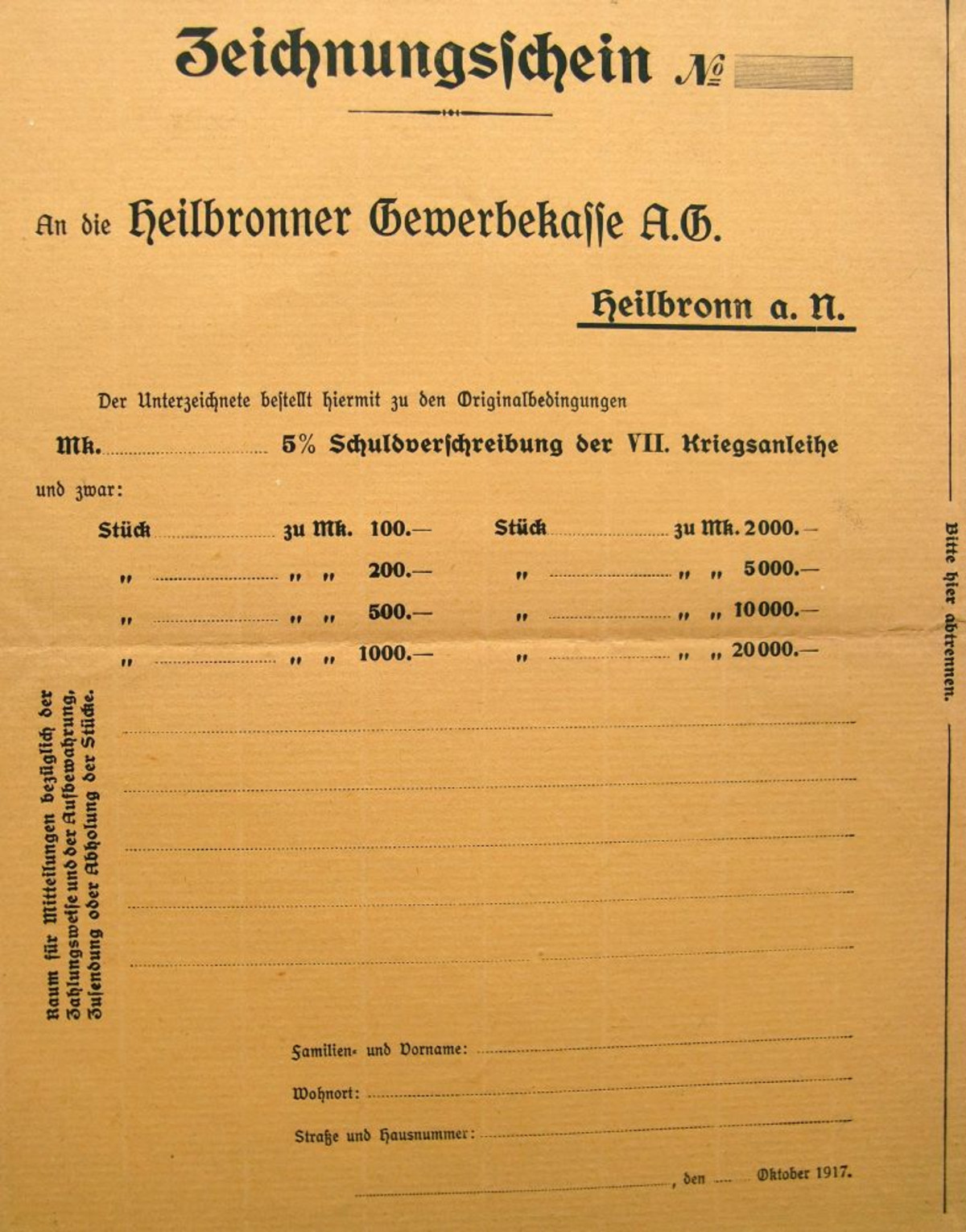 VII. Kriegsanleihe, Rückseite (Stadtarchiv Heilbronn D012-16) VII. Kriegsanleihe, Rückseite (Stadtarchiv Heilbronn D012-16)