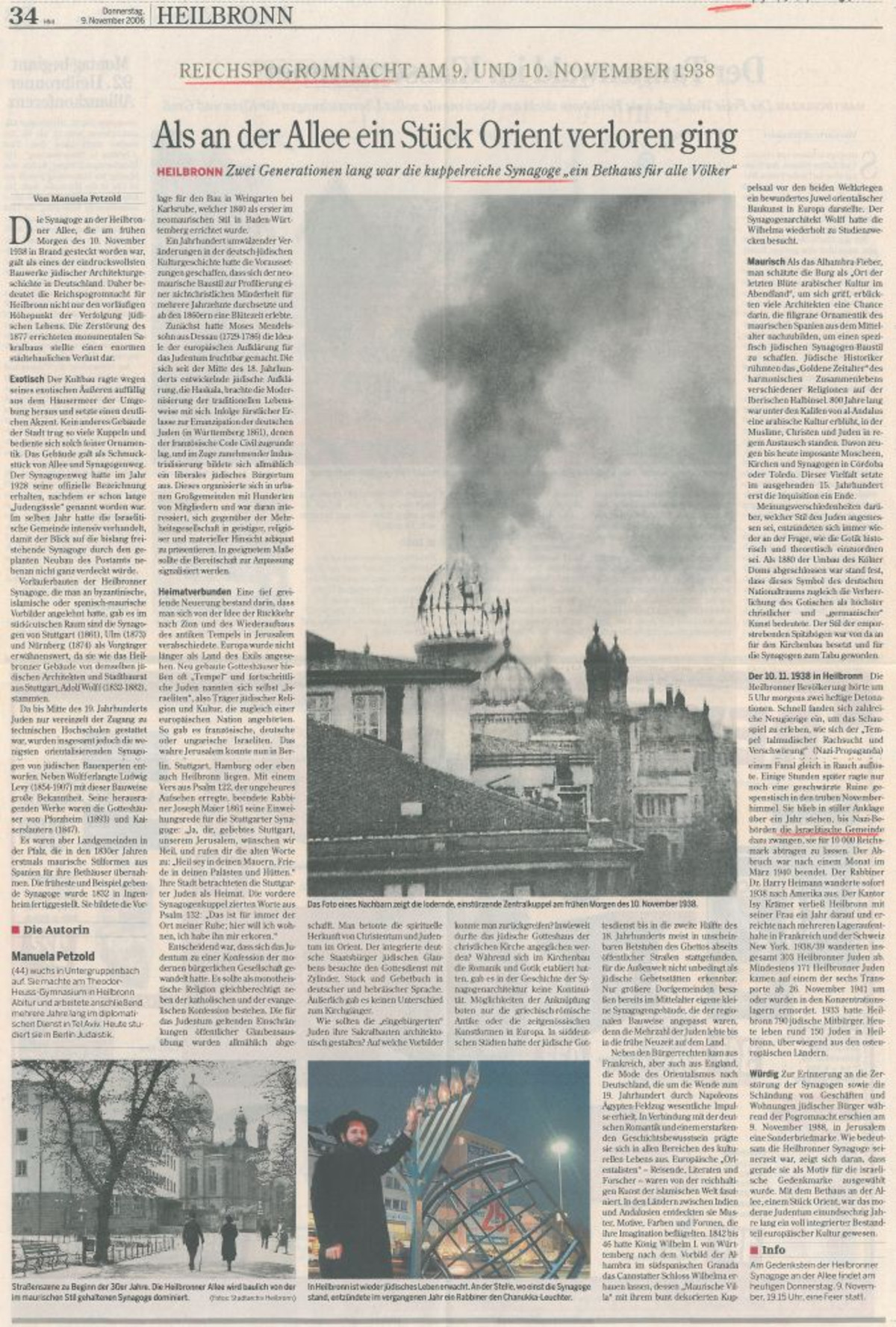 Manuela Petzold: Als an der Allee ein Stück Orient verloren ging. Artikel in der Helbronner Stimme vom 9. November 2006 (www.stimme.de) Manuela Petzold: Als an der Allee ein Stück Orient verloren ging. Artikel in der Helbronner Stimme vom 9. November 2006 (www.stimme.de)