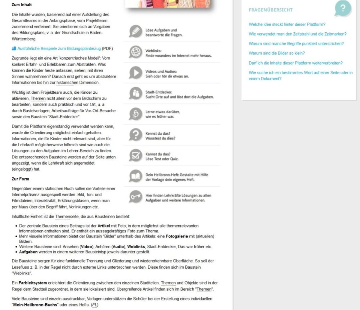 Mein-Heilbronn.org - Ausschnitt Info zu Inhalt und Form