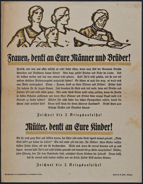 Aufruf zur Zeichnung der 7. Kriegsanleihe. Frauen - Mütter, denkt (Stadtarchiv Heilbronn E002-163)