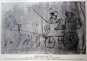 Familienausfahrt mit Kutsche, um 1841 (Geschichte der Familie von Rauch, S. 130)