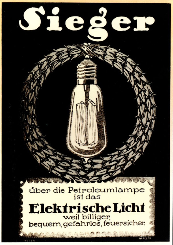 Werbeplakat für elektrische Beleuchtung, um 1900 (Archiv ZEAG)