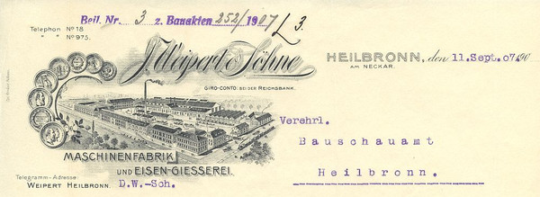 Rechnungskopf der Firma Weipert & Söhne (Stadtarchiv Heilbronn E002-443)