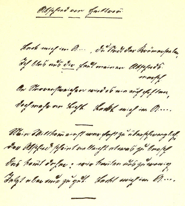 Druck des Abschiedsgedichts in der Handschrift Hegelmaiers; 1913/14 
(Stadtarchiv Heilbronn E002-745)