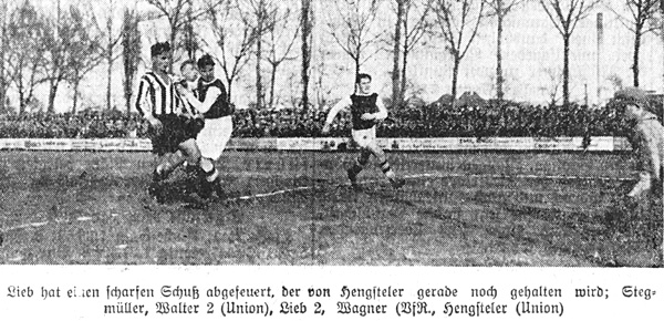 Einer der Höhepunkte der Heilbronner Fußballgeschichte - das Derby zwischen VfR und Union im Januar 1934.
(Stadtarchiv Heilbronn)