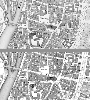 Altstadt um 1850 (oben) und nach 1897