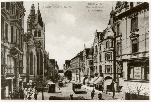 Kaiserstraße von Osten; um 1900
(Stadtarchiv Heilbronn)
