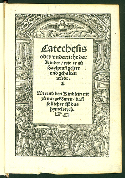 Das Titelblatt des Heilbronner Katechismus von 1528. 