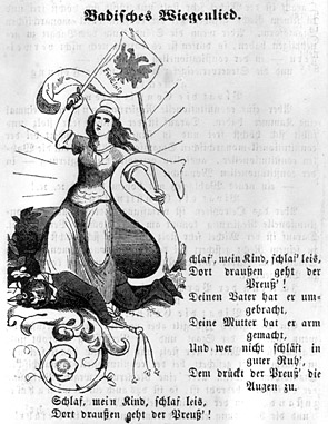 Das Badische Wiegenlied
Aus dem "Eulenspiegel" vom 8. Dezember 1849
(Stadtarchiv Heilbronn)