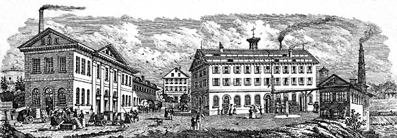 Die Schaeuffelensche Papierfabrik; um 1840
Lithographie der Gebrüder Wolff
(Stadtarchiv Heilbronn)
