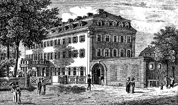Das Bläß’sche Palais; 1830. Lithographie der Gebrüder Wolff (Stadtarchiv Heilbronn)